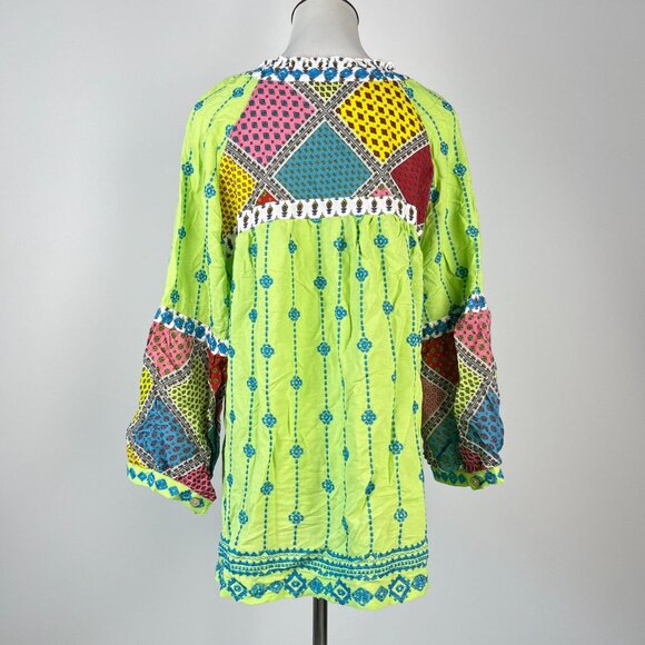 NWOT John Mark Embroidered Woven Multi Patchwork Tunic Top Blouse Shirt Size 3X - Picture 4 of 13